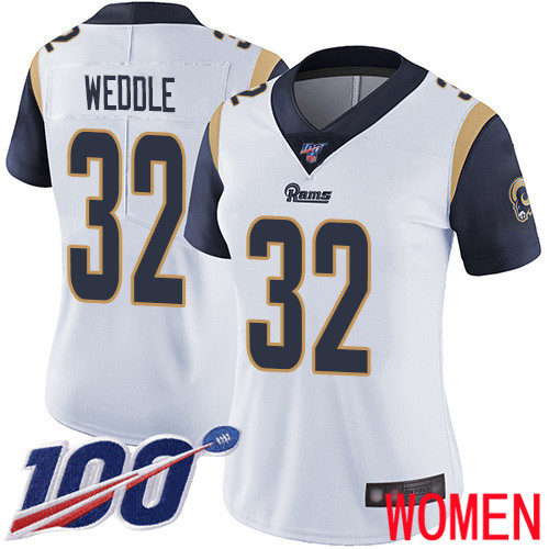Los Angeles Rams Limited White Women Eric Weddle Road Jersey NFL Football 32 100th Season Vapor Untouchable